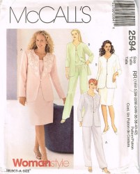 2594 MCCALLS LINED PRINCESS JACKET,  SHELL TOP,  BOTTOMS PATTERN 18W-24W, 22W-28W choice uncut